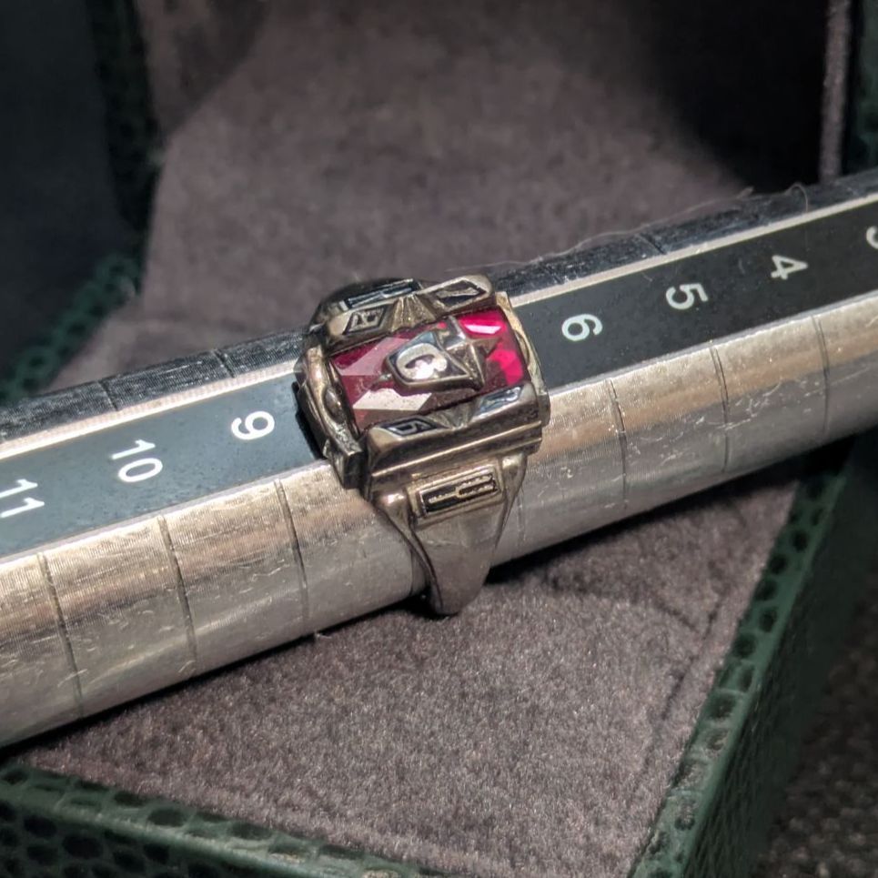 ヴィンテージ 1976 JOSTEN クラスリング シルバー925 ルビーレッド ケンタッキー州 7.5号〜8号 約4.2g アメリカ製 WWW_SHINETEETH_COM