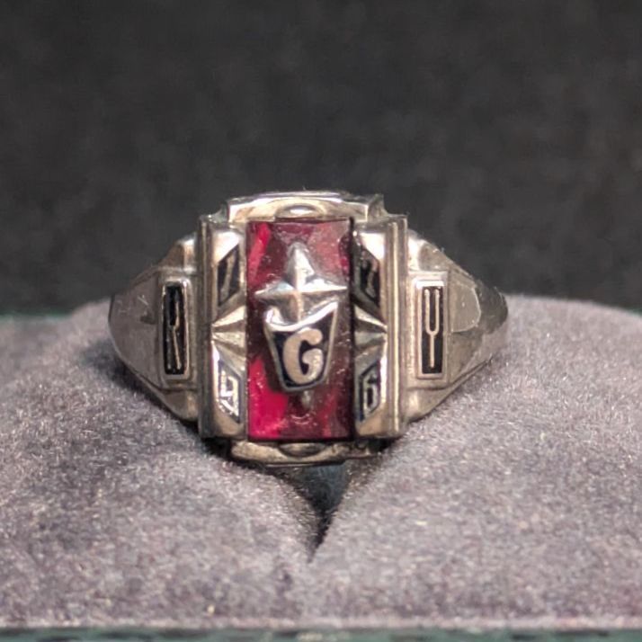 ヴィンテージ 1976 JOSTEN クラスリング シルバー925 ルビーレッド ケンタッキー州 7.5号〜8号 約4.2g アメリカ製