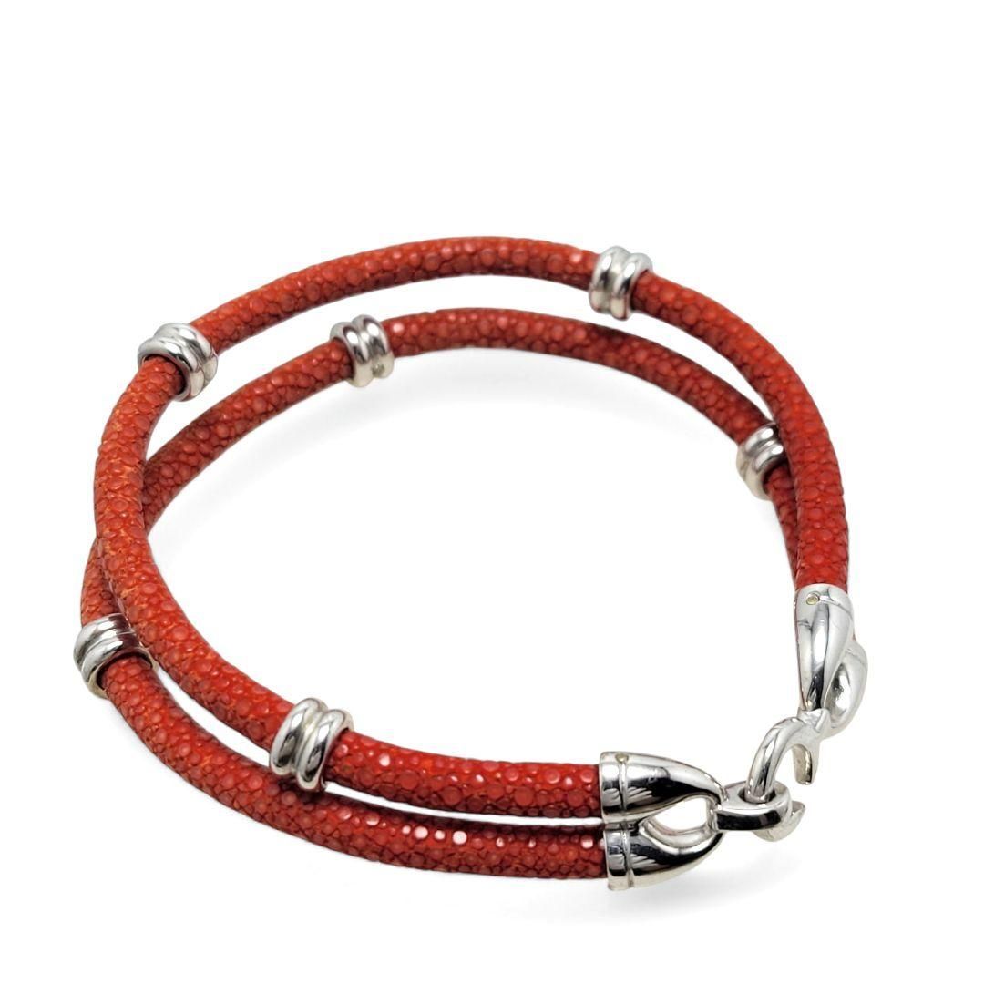 STING HD ブレスレット 2連 925 エイレザー レッド シルバー