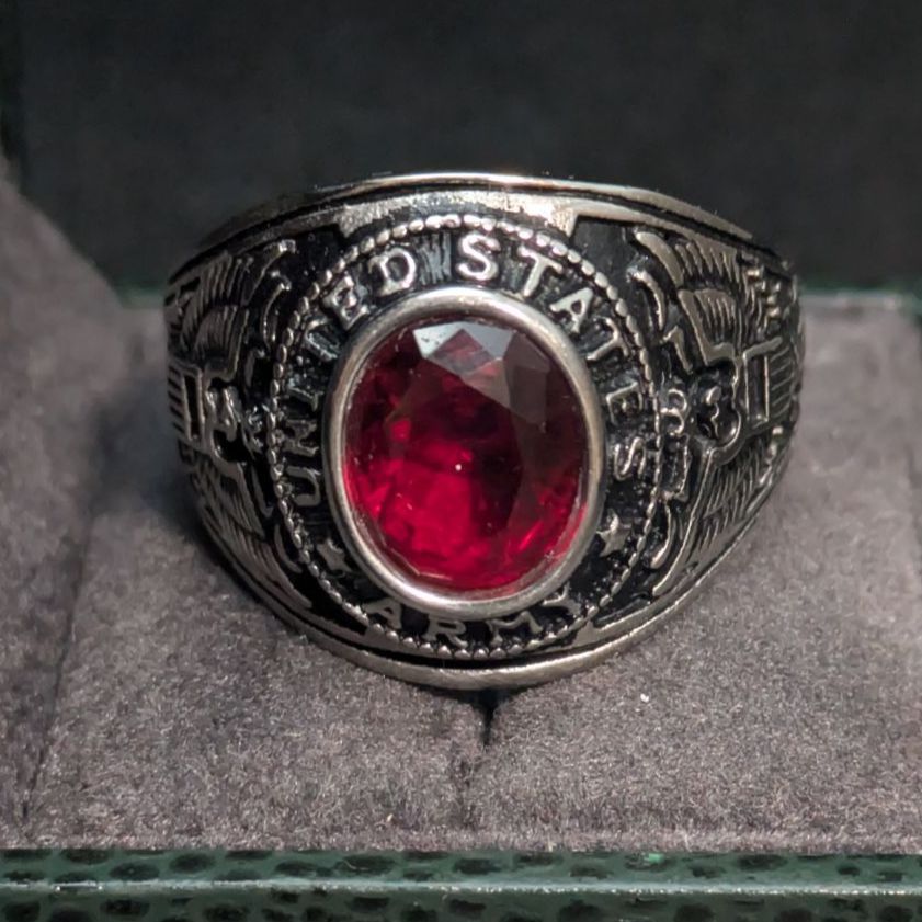 ヴィンテージ アメリカ陸軍 ミリタリーリング シルバー レッドストーン 白頭鷲 1775年 30号以上 US ARMY アメリカ製