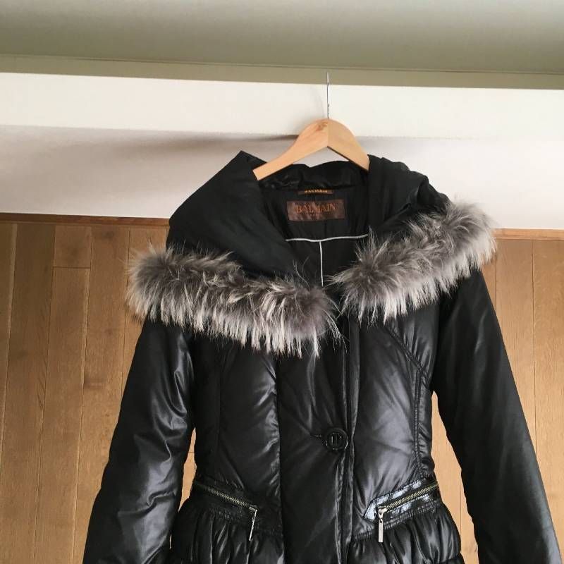 極美品】バルマン BALMAIN ブラック ファーコート M 取外し 美品 