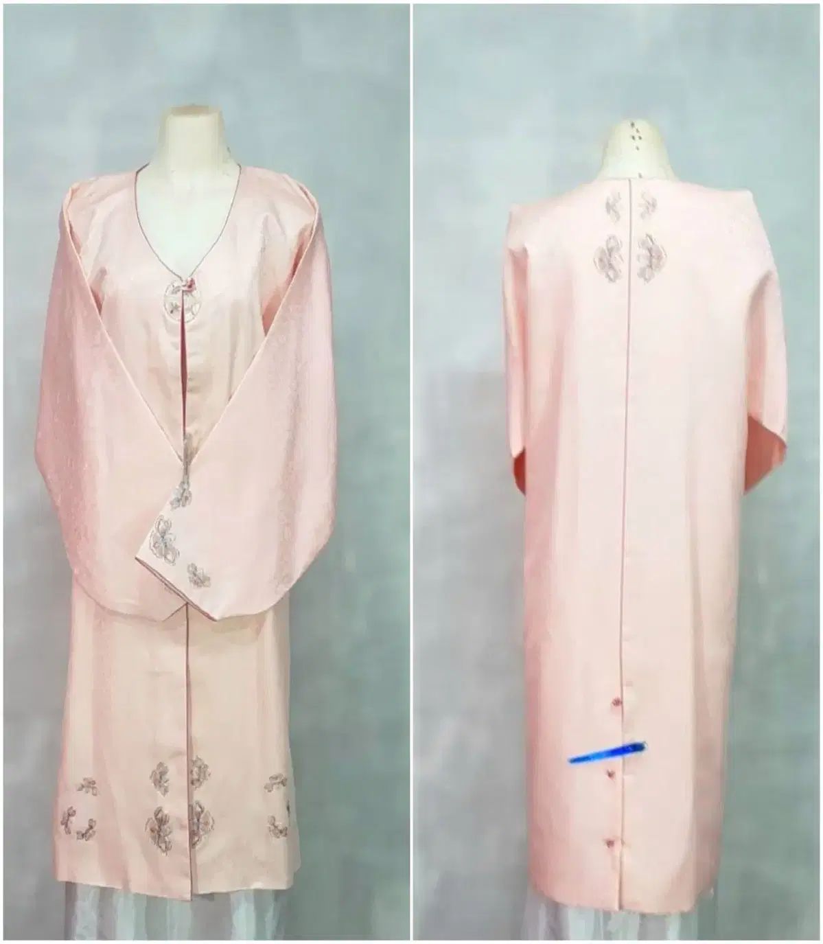 韓国 絹 計量ルー 金銀糸刺繍装飾 88 丈97