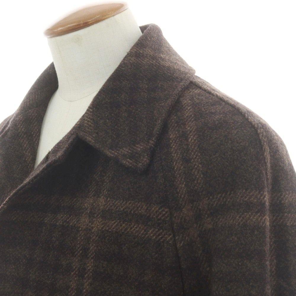 アウトレット ベルベスト Belvest ウールカシミヤ チェック ステン コート ブラウン サイズ48 メンズ