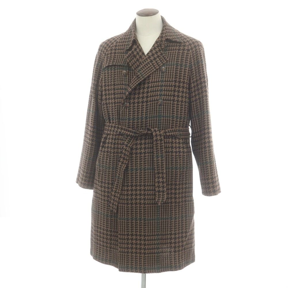 アウトレット スティレ ラティーノ STILE LATINO CUBRANDO チェック トレンチコート ブラウンxブラック サイズ52 メンズ