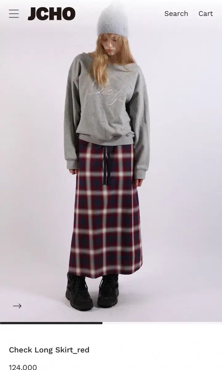 jcho オフショルダースウェットシャツ スウェット CHECK スカート 12万