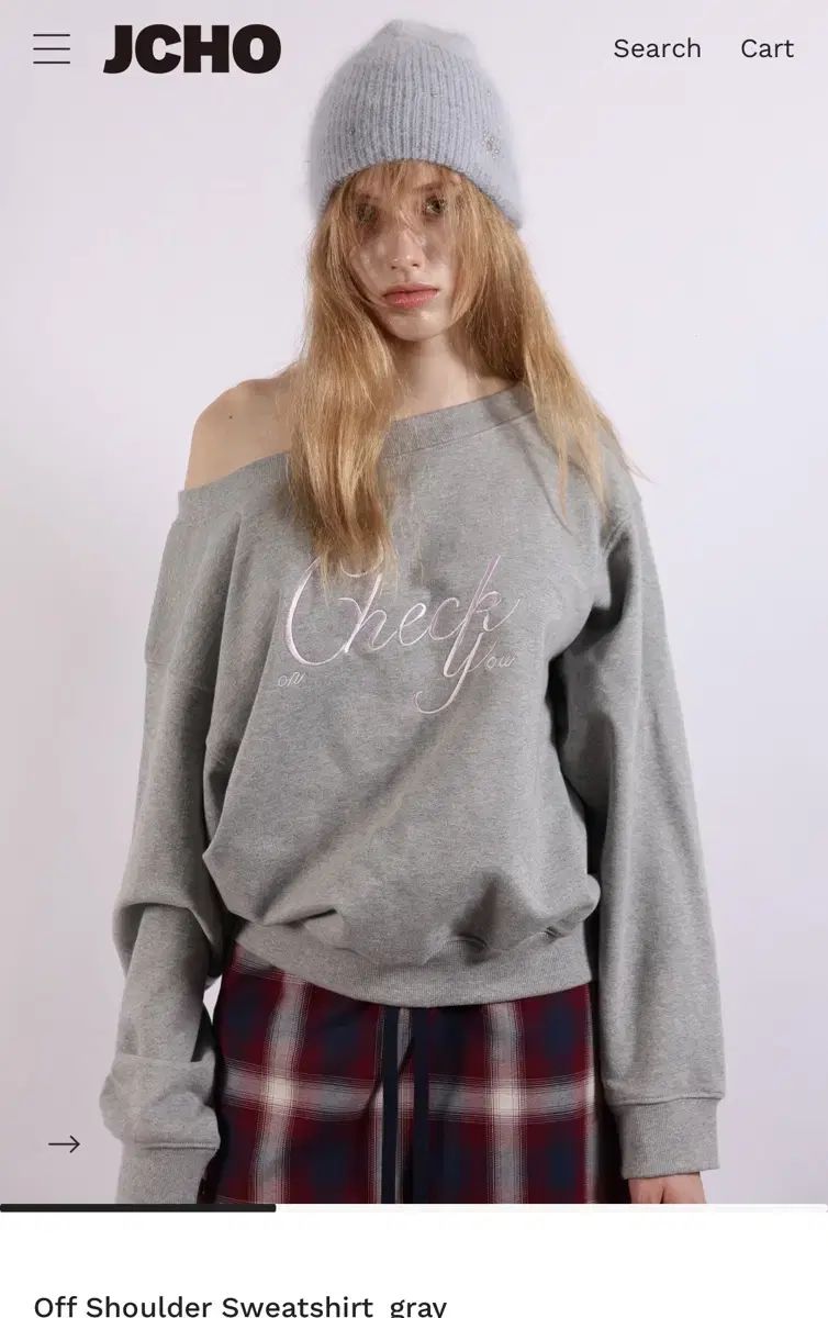 jcho オフショルダースウェットシャツ スウェット CHECK スカート 12万