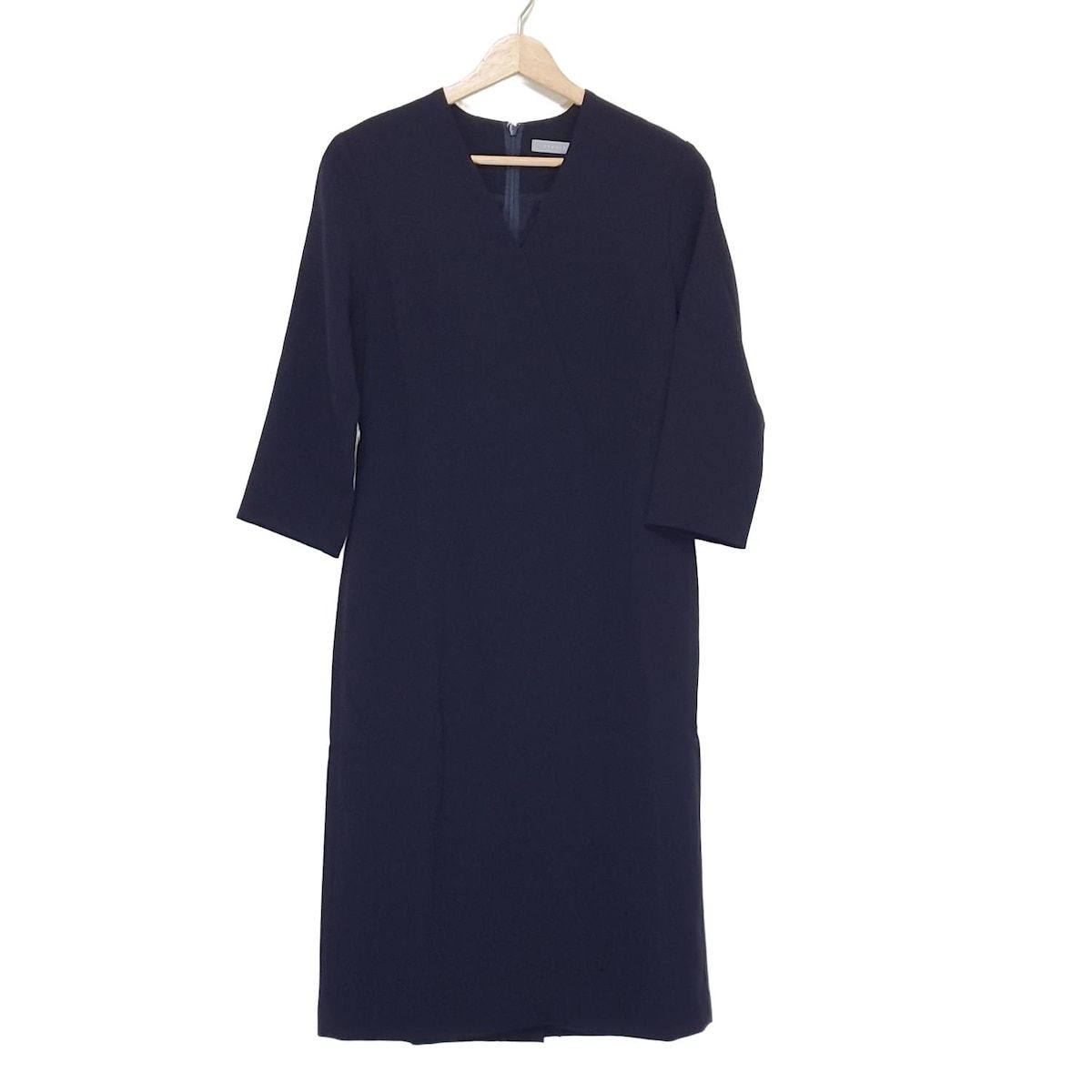 theory luxe セオリーリュクス ワンピース サイズ40 M レディース - ダークネイビー Vネック 長袖 ひざ丈