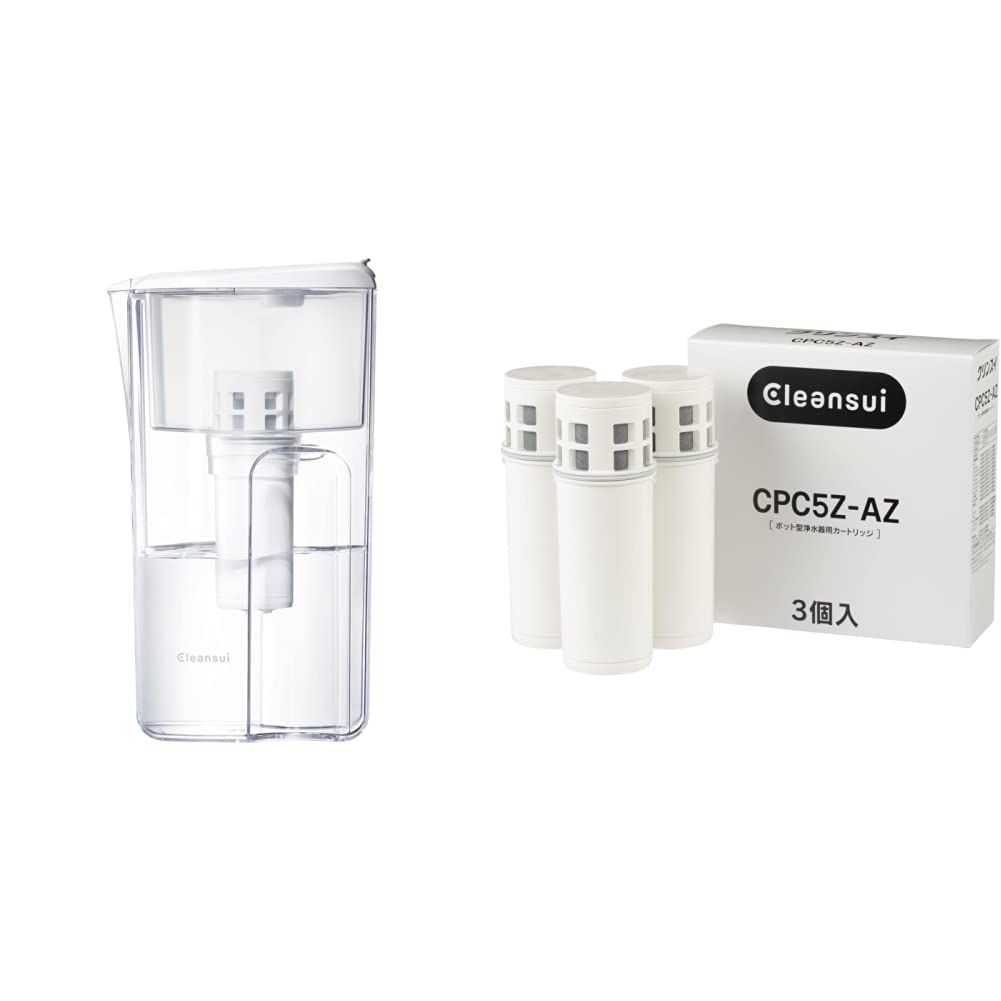 セット買い クリンスイ 浄水器 ポット型 中容量モデル カートリッジ計4個入り 本体CP405-WT - 交換用カートリッジCPC5Z-AZ
