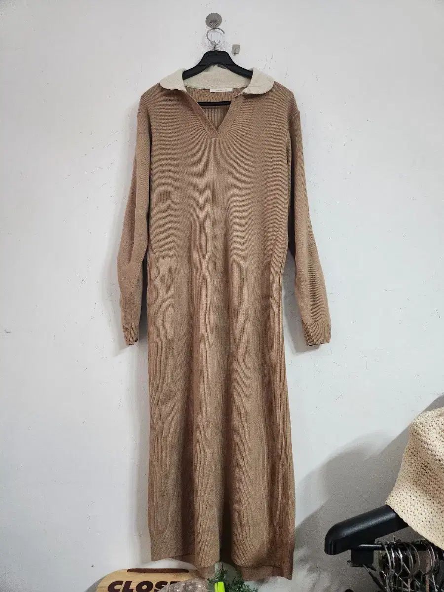 ネック ゴージ ニット ロング ONE PIECE