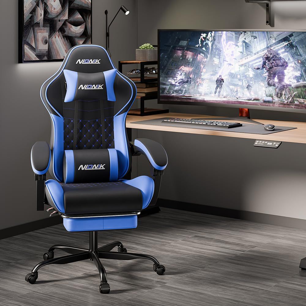 ゲーミングチェア オットマン付き 幅広座面 オフィスチェア デスクチェア 通気性 人間工学設計 ハイバック 椅子 座り心地 腰痛対策 gaming chair テレワーク あぐら 135°リクライニング パソコンチェア 高さ調節 連動アームレスト PCチ