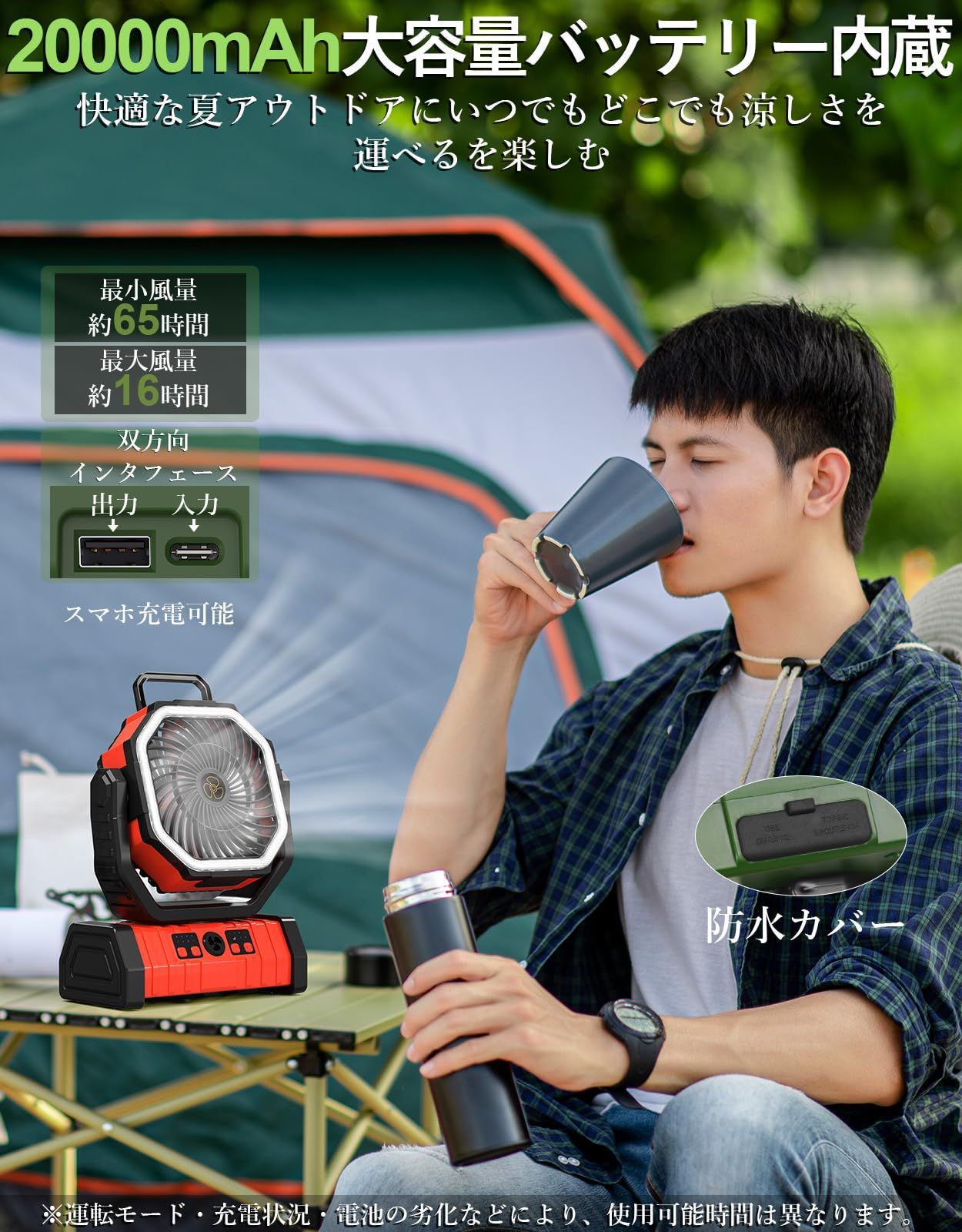 新品 【20000mAh&リモコン】 Richday 最も安い キャンプ 扇風機