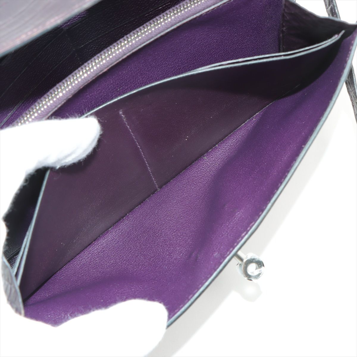 美品 エルメス □M 刻印 ケリー ウォレット 長財布 アリゲーター  