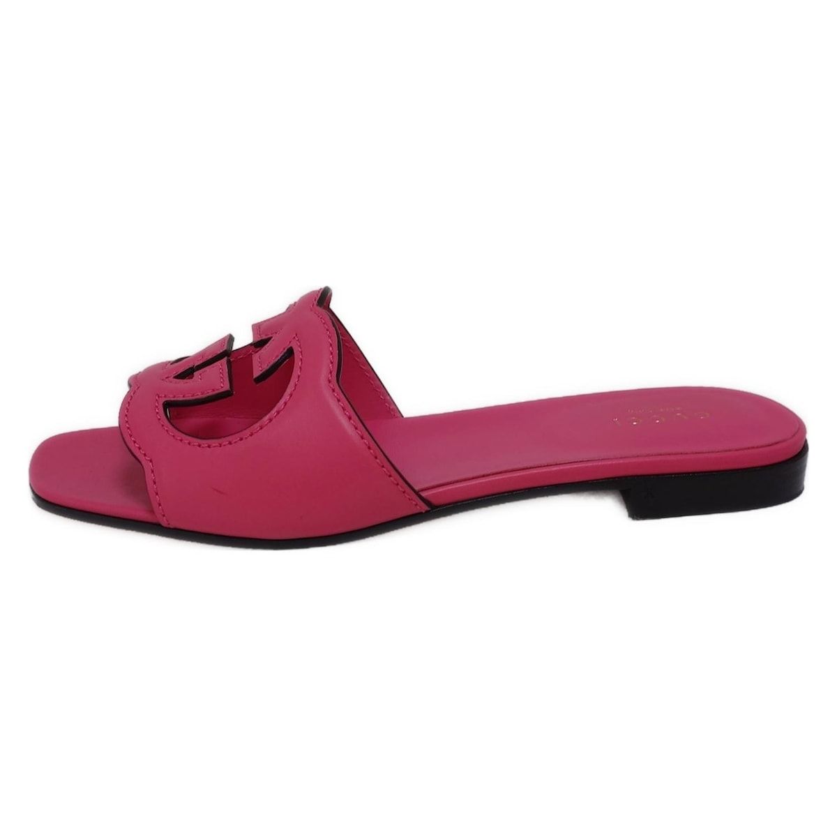 GUCCI グッチ ミュール 37 レディース - ピンク インターロッキングG オープントゥ レザー