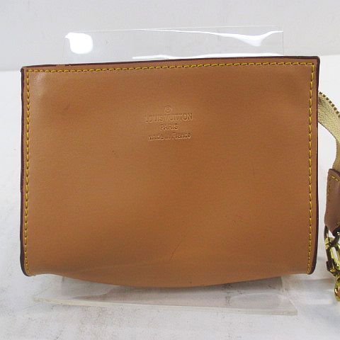ルイヴィトン LOUIS VUITTON ポーチ ストラップ ベージュ レザー フランス製