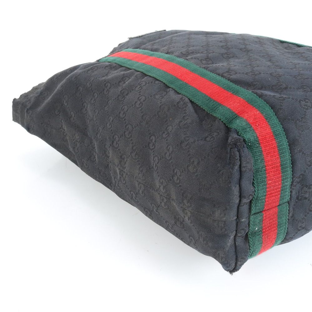 美品 グッチ GG キャンバス シェリーライン 189669 レザー トート