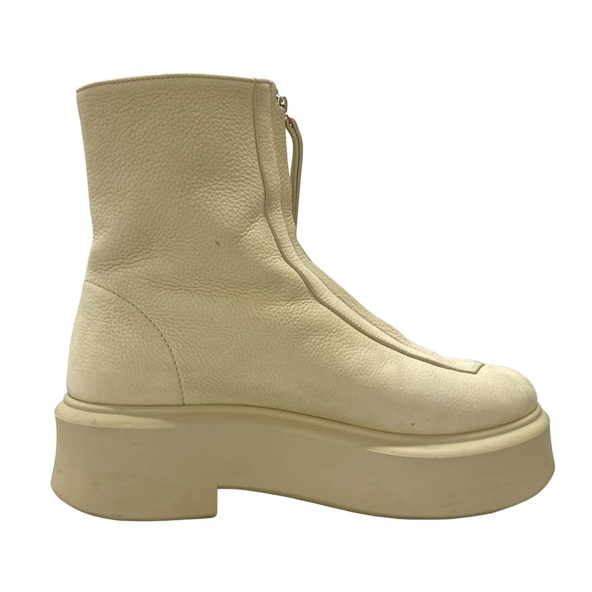 THE ROW ザロウ ショートブーツ 38 レディース ジップドブーツ I アイボリー フロントジップ クレープソール プラットフォーム