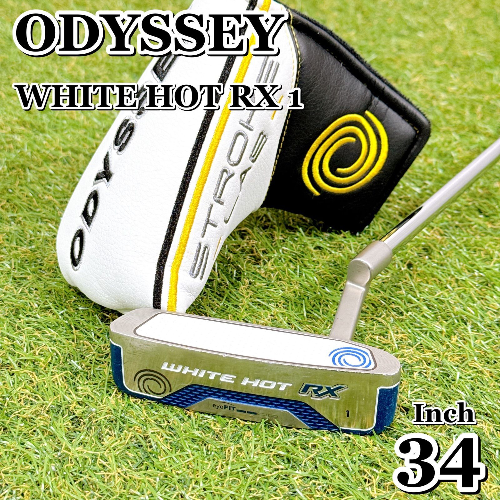 ODYSSEY オデッセイ WHITE HOT RX 1 メンズゴルフクラブ パター 34インチ ピン型 ホワイトホット 男性 右利き スチール ヘッドカバー付 K173