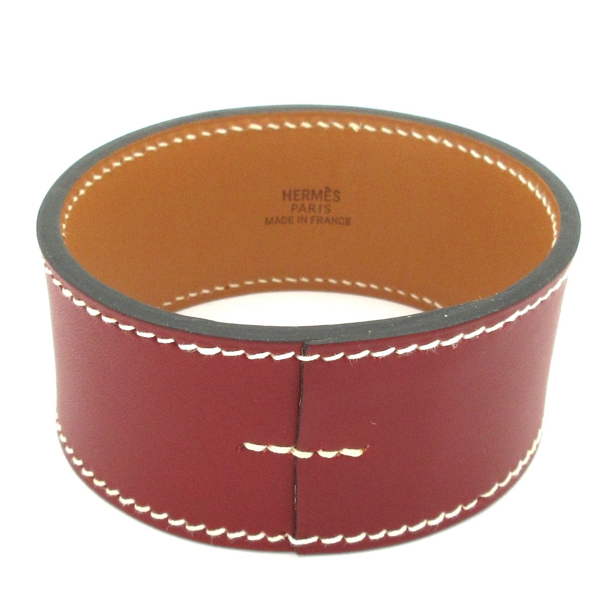 HERMES エルメス バングル プールトゥール レザー ボルドー