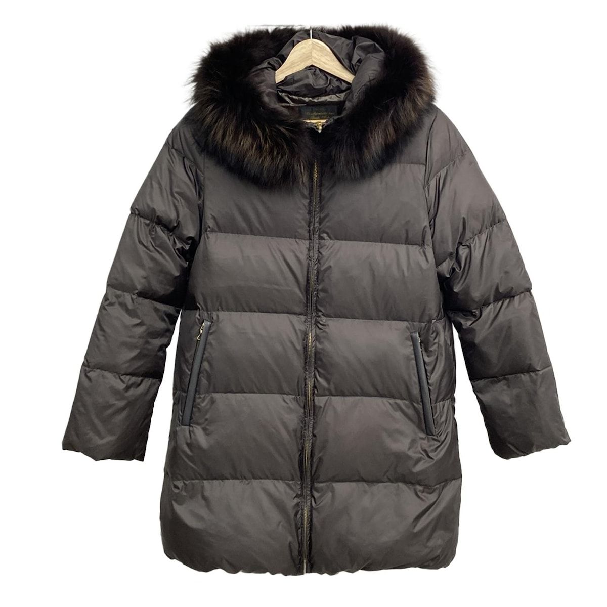 nano universe ナノユニバース ダウンコート サイズ40 M レディース ダークグレー ジップアップ Nishikawa Down