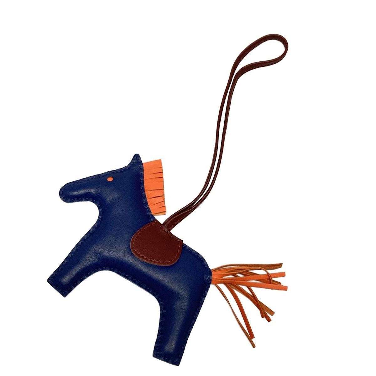 HERMES エルメス キーホルダー チャーム ロデオチャームMM ブルー×ボルドー×オレンジ