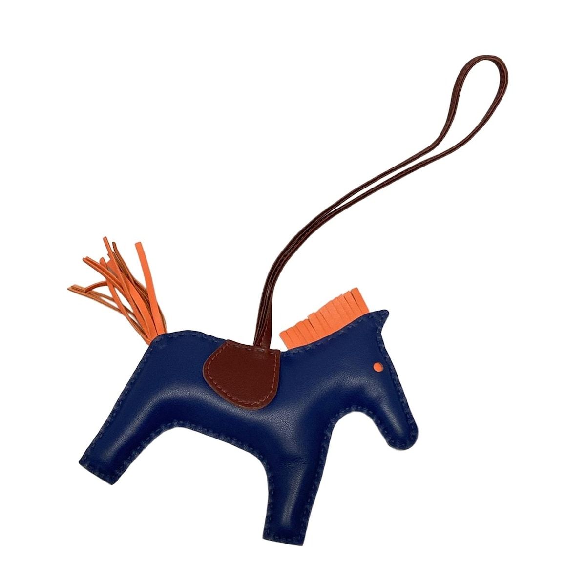 HERMES エルメス キーホルダー チャーム ロデオチャームMM ブルー×ボルドー×オレンジ