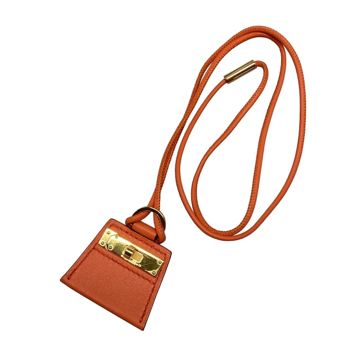 HERMES エルメス キーホルダー チャーム モンプティケリーPM オレンジポピー ゴールド金具