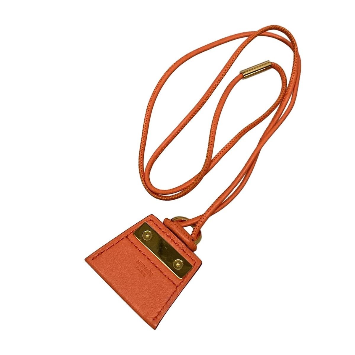 HERMES エルメス キーホルダー チャーム モンプティケリーPM オレンジポピー ゴールド金具