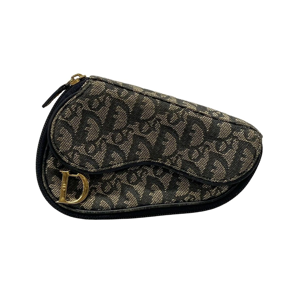 DIOR ChristianDior ディオール クリスチャンディオール ポーチ トロッター サドル アイボリー×ネイビー レザー