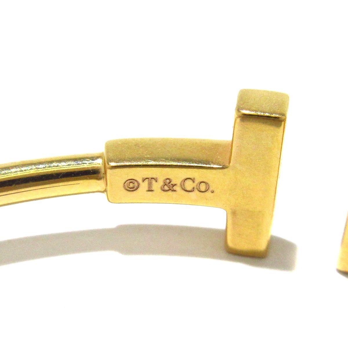  TIFFANY Co ティファニー バングル Tワイヤーブレスレット K 18 YG 黒 バングル リストバンド アクセサリー