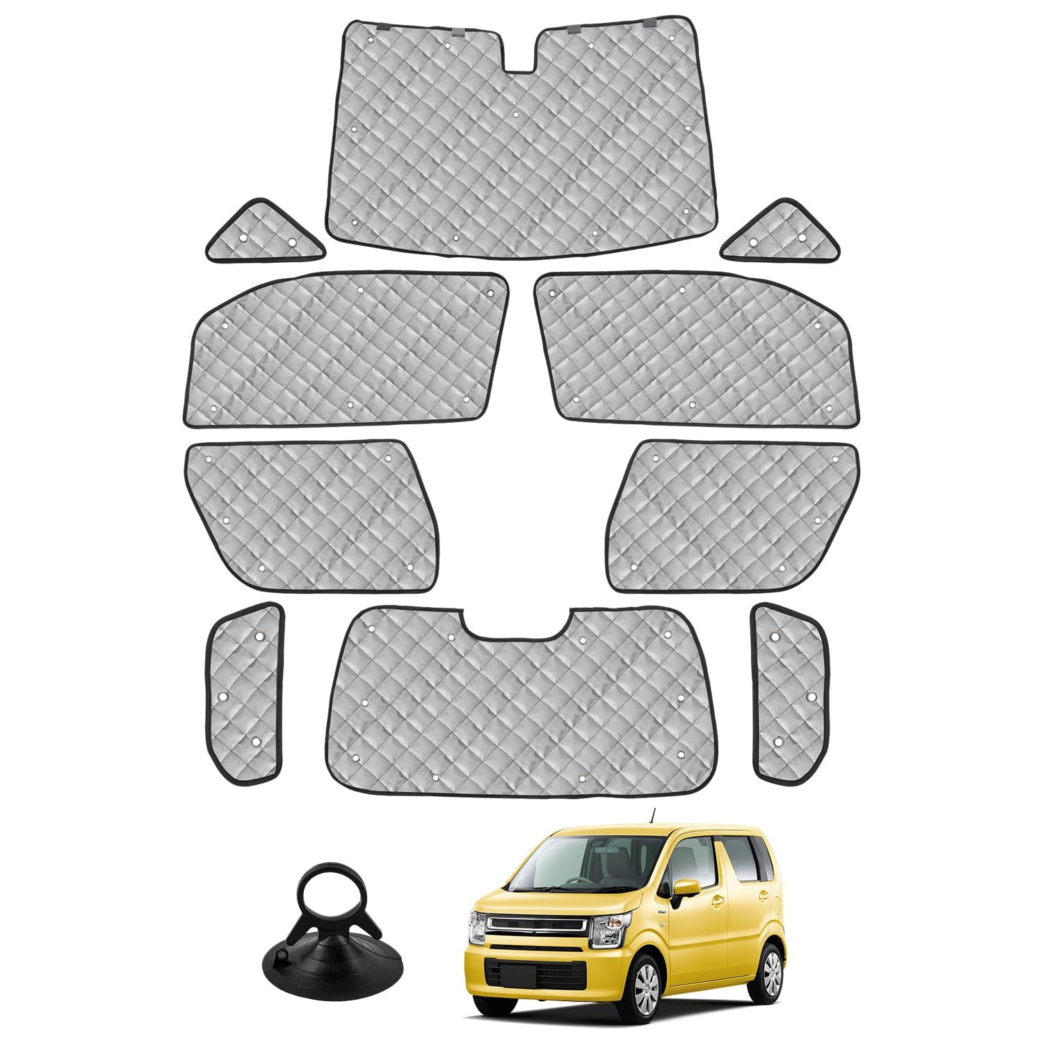 Cartist ワゴンR MH35S MH55S に適用 サンシェード 1台分 ワゴン R マルチサンシェード ブラックメッシュサンシェード 2017年2月-現行 WAGON-R 車用 遮光シェード 車窓日よけ 車種 6層構造 UVカット 車中泊 着