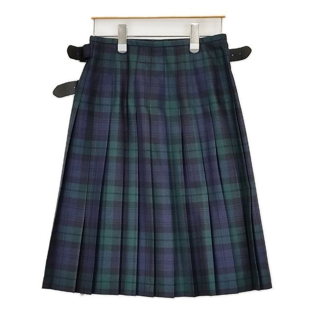 O NEIL OF DUBLIN プリーツ ラップ キルト ブラックウォッチ ウール スカート グリーン ネイビー レディース オニールオブダブリン 5-1020T∞