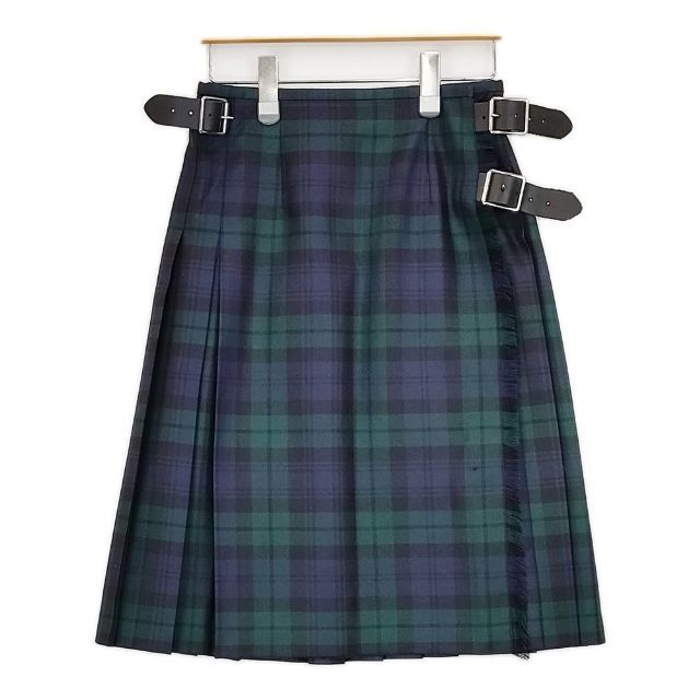O NEIL OF DUBLIN プリーツ ラップ キルト ブラックウォッチ ウール スカート グリーン ネイビー レディース オニールオブダブリン 5-1020T∞