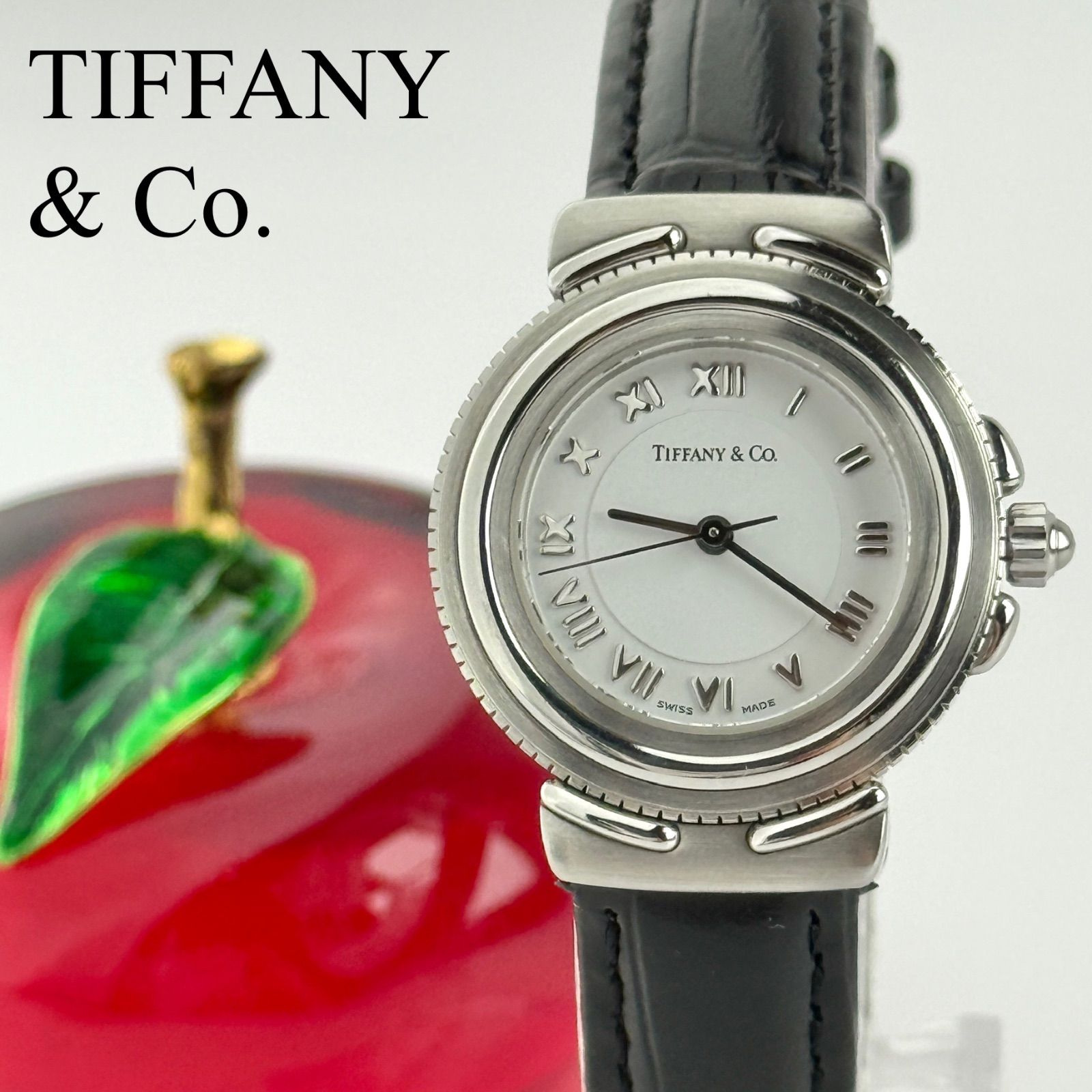 美品 ティファニー TIFFANY インタリオ 新品革ベルト 腕時計 F371 