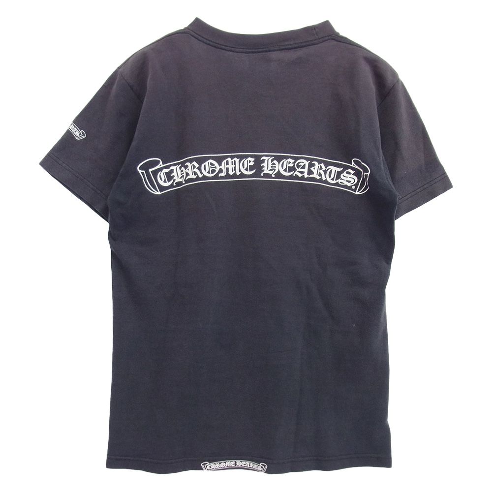 CHROME HEARTS クロムハーツ（原本無） OLD オールド スクロールラベルロゴプリント クルーネック 半袖 Tシャツ ダークネイビー系 S【中古】 CHROME HEARTS クロムハーツ（原本無） OLD オールド スクロールラベル