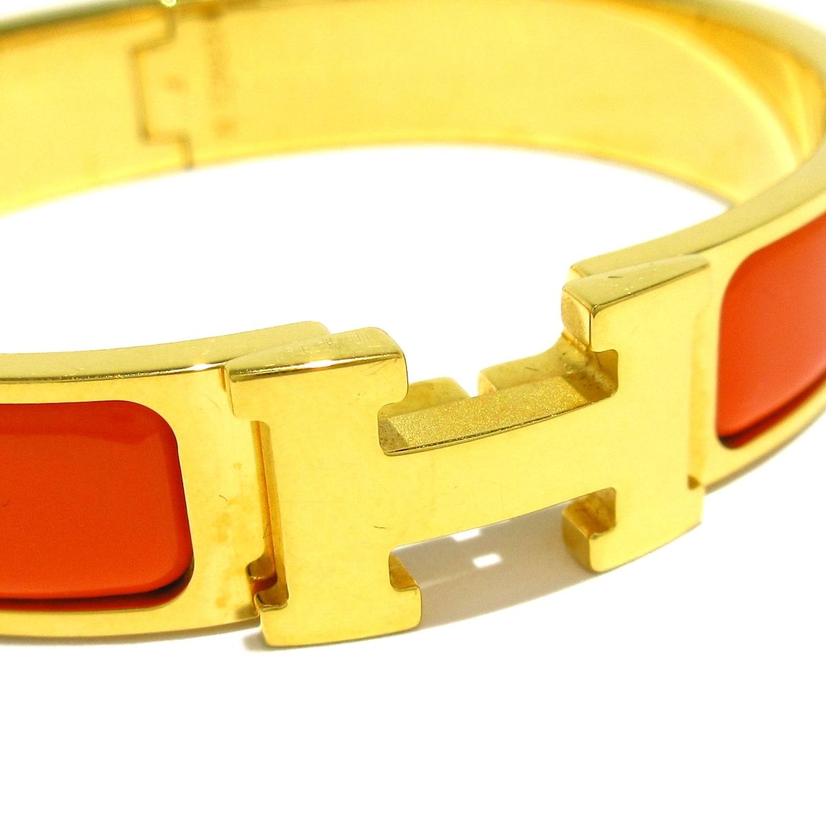  HERMES エルメス バングル クリックH ゴールド×オレンジ バングル リストバンド アクセサリー