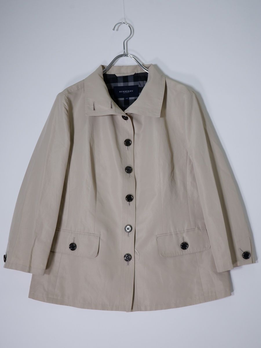 BURBERRY LONDONバーバリー ロンドン 大きいサイズ ポリエステルリネン スタンド スプリングジャケット 44 LJKA79690