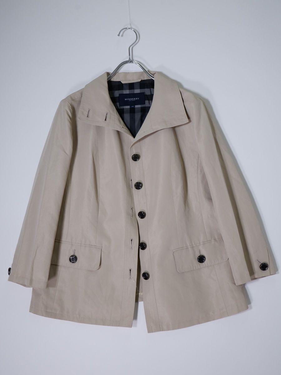 BURBERRY LONDONバーバリー ロンドン 大きいサイズ ポリエステルリネン スタンド スプリングジャケット 44 LJKA79690