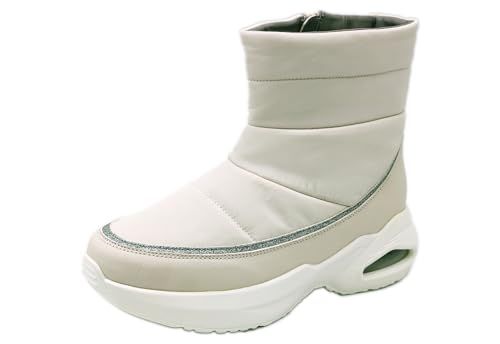 ジュエルキャスケット スノーブーツ 防水 防滑 エアークッション 厚底 ブーツ スニーカー レディース 軽量 アイボリー