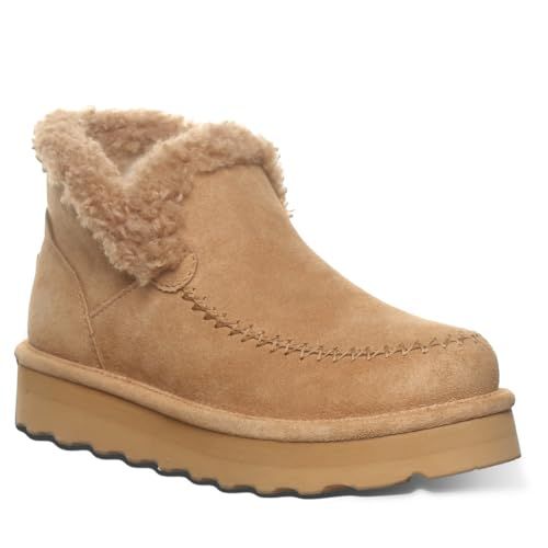 Bearpaw ベアパウ ムートンブーツ 厚底 Maeve Platform Lo ショートブーツ 撥水加工 防汚加工 本革 防寒 あたたかい もこもこ Iced Coffee Solid 23.0 cm