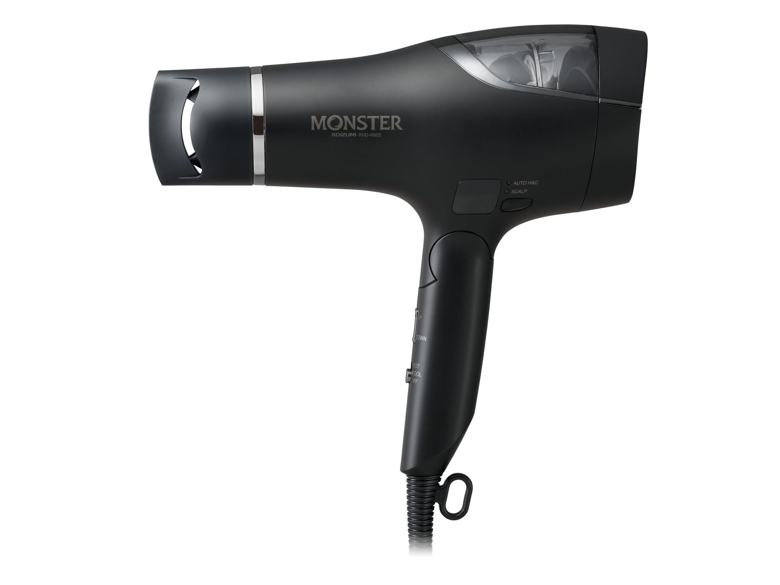co jp コイズミ ヘアドライヤー モンスター 大風量 速乾 温冷自動切替 低温風モード デジタルディスプレイ ダブルファン ブラック KHD W 905 BK
