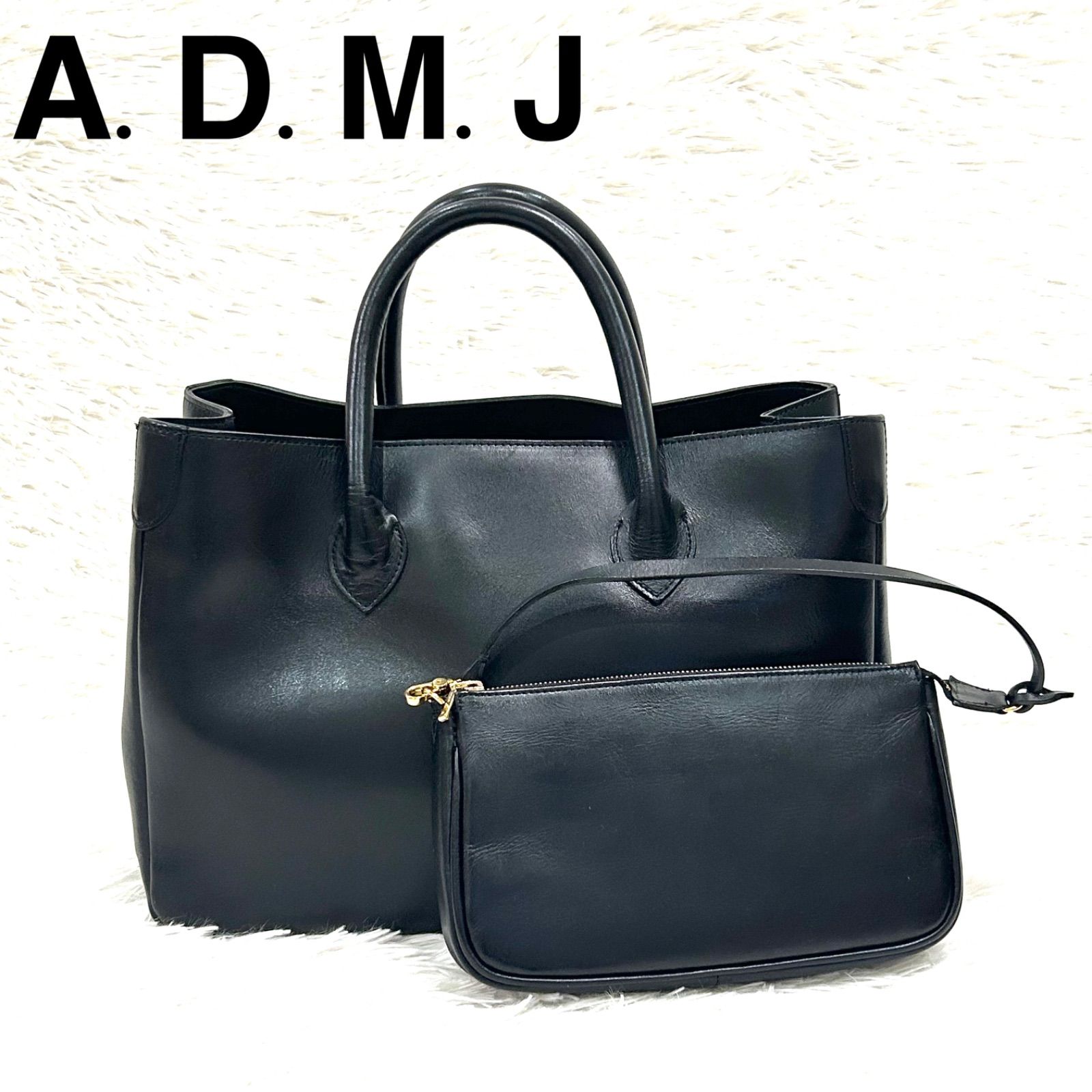 ADMJ アクセソワ ドゥ マドモワゼル トートバッグ レザー ポーチ付