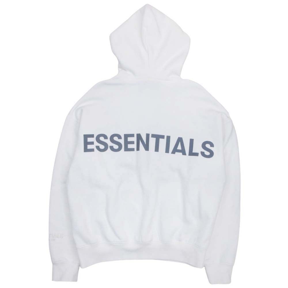 エフオージー エッセンシャルズ FOG ESSENTIALS バックロゴプリント パーカー フーディー プルオーバー スウェット コットン 裏起毛 サイズXXS 白 ホワイト メンズ
