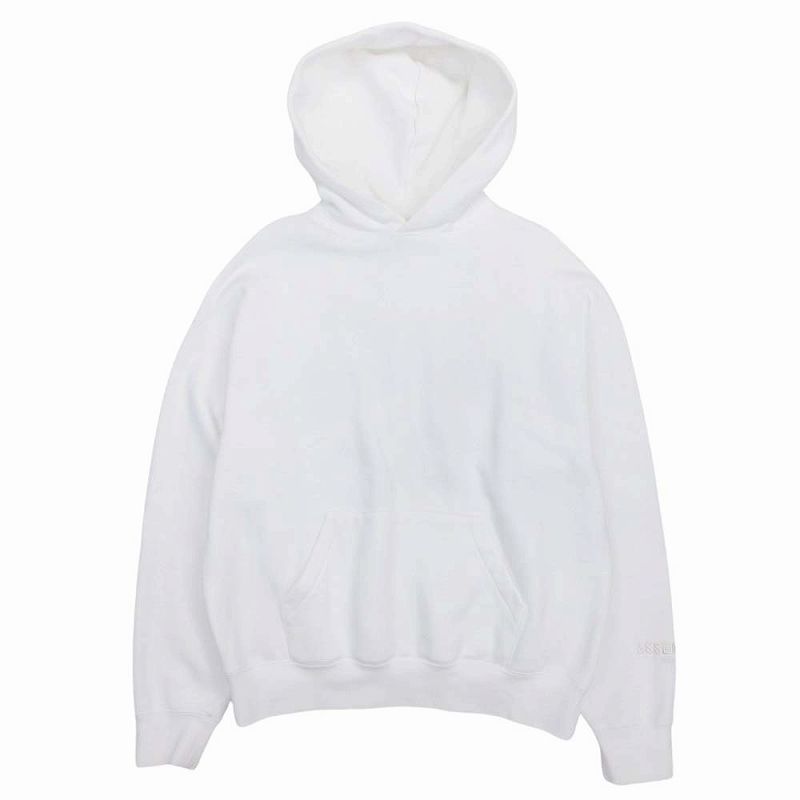 エフオージー エッセンシャルズ FOG ESSENTIALS バックロゴプリント パーカー フーディー プルオーバー スウェット コットン 裏起毛 サイズXXS 白 ホワイト メンズ