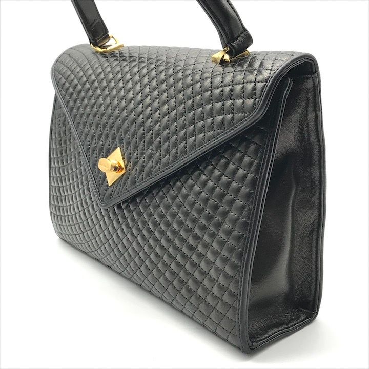 BALLY バリー ハンド バッグ キルティング ブラック トップハンドル レザー ゴールド金具 レディース フォーマル ブランド k6795