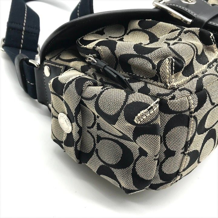 超美品 COACH コーチ シグネチャー ショルダー バッグ キャンバス 