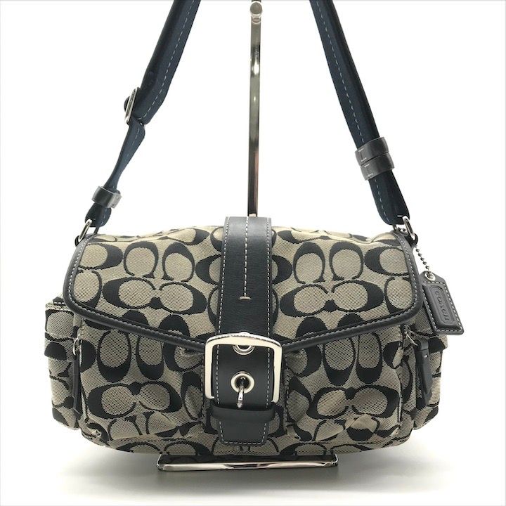 超美品 COACH コーチ シグネチャー ショルダー バッグ キャンバス 