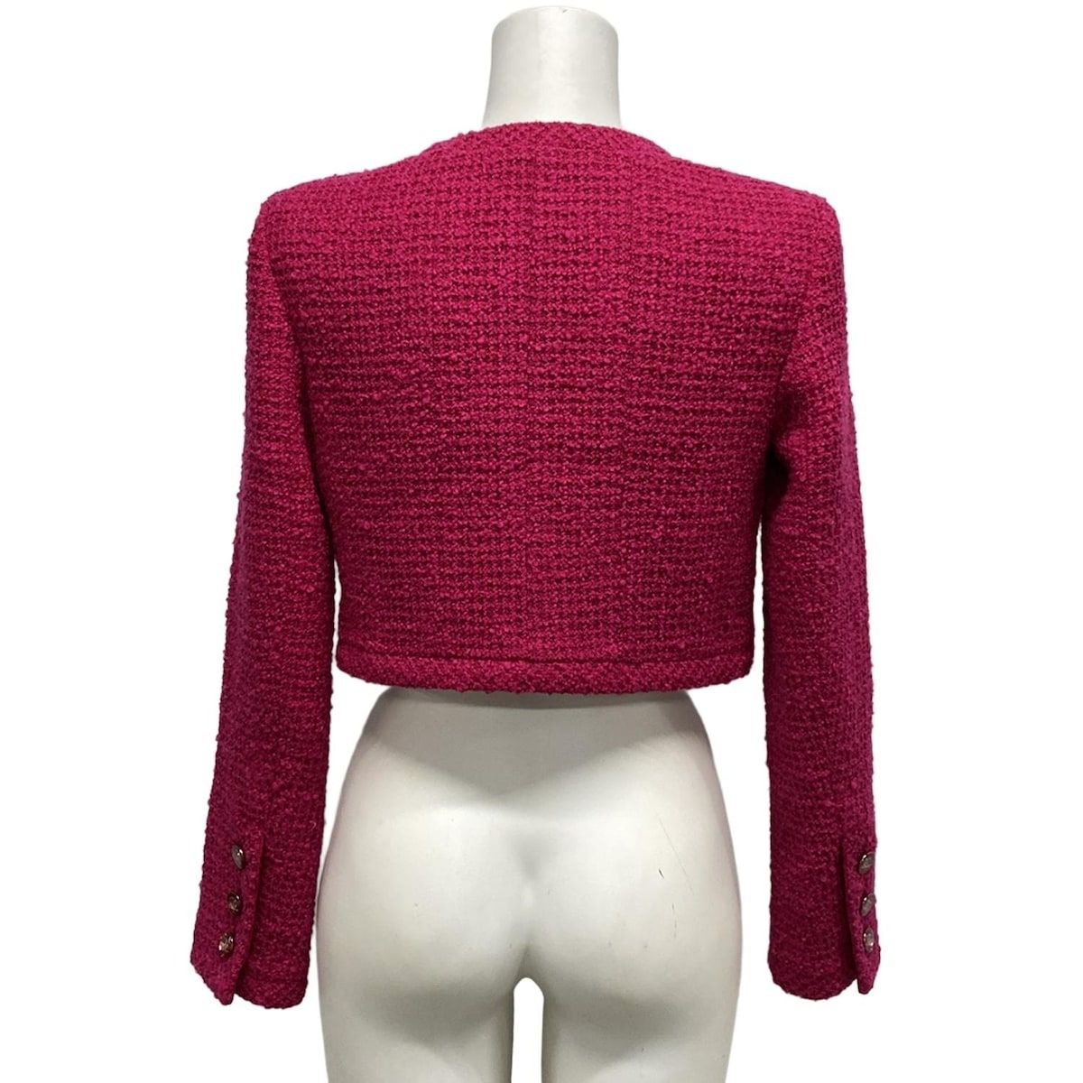 CHANEL シャネル ジャケット サイズ36 S レディース P71724 ピンク ツイード ラメ クロップド ココボタン ウール