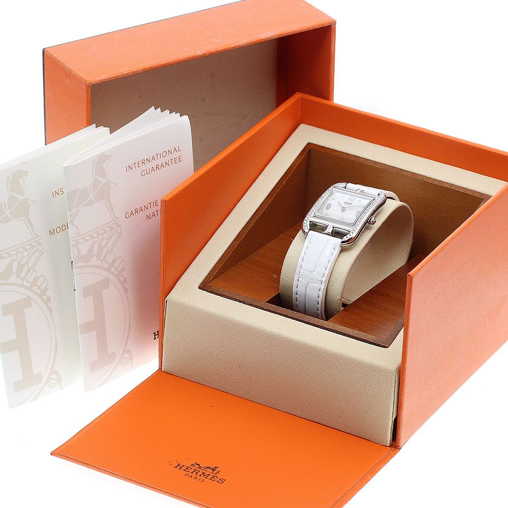 エルメス HERMES CC1.232 ケープコッド 8P ダイヤベゼル クォーツ レディース内箱 保証書付き_916988