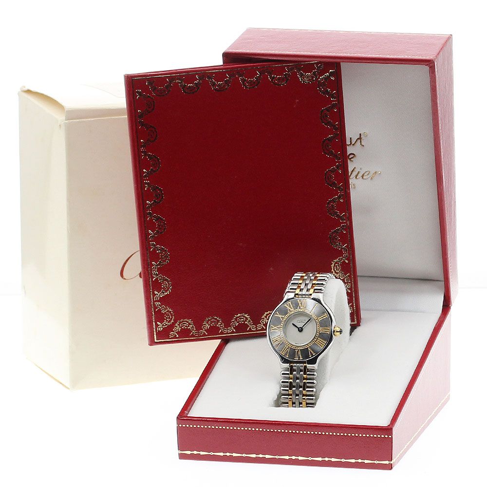 カルティエ CARTIER W10051F4 マスト21 クォーツ レディース箱 保証書付き_916668