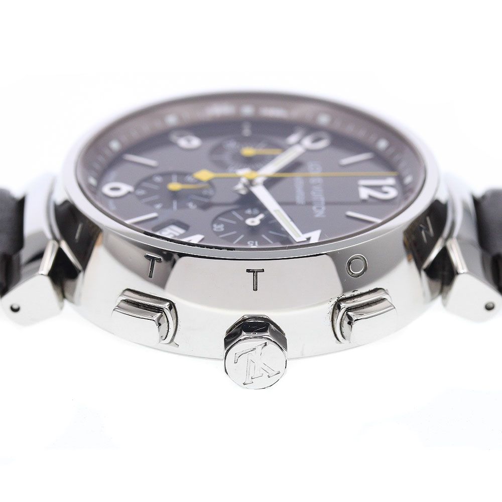 ルイ ヴィトン LOUIS VUITTON Q 1121 タンブール デイト クロノグラフ 自動巻き メンズ箱 保証書付き_916764